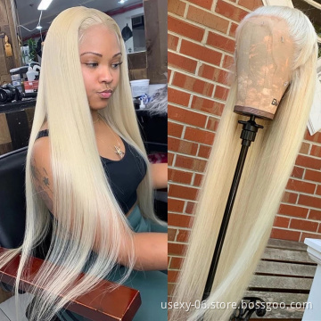 Wholesale luxury blonde hair wigs vendors 100% human hair lace front straight 40 inch 613 full lace frontal wig human hair wigs